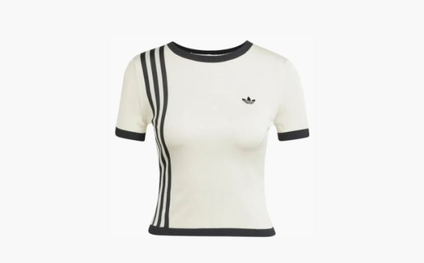 Adidas Knitted 3-Stripes Short T-Shirt White  Adidas Knitted 3-Stripes Short T-Shirt White