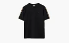 Burberry Check Trim Cotton T-shirt Black Sleeve Trim