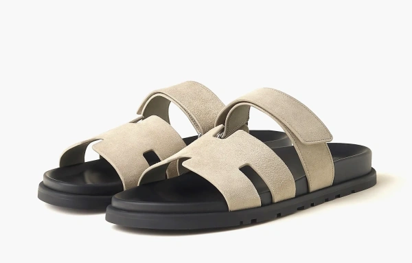 Hermes Chypre Slide Slippers Men Gray 