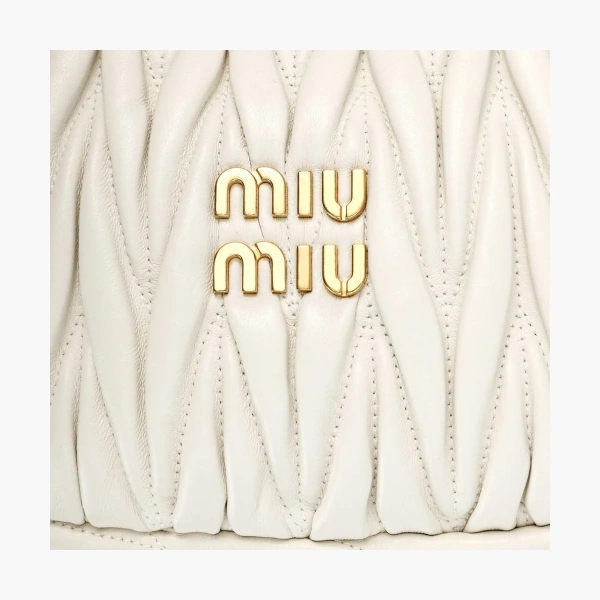 Miu Miu Wander Matelasse Nappa Leather Hobo Bag White 