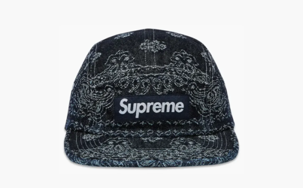 Supreme Bandana Jacquard Denim Camp Cap Indigo 