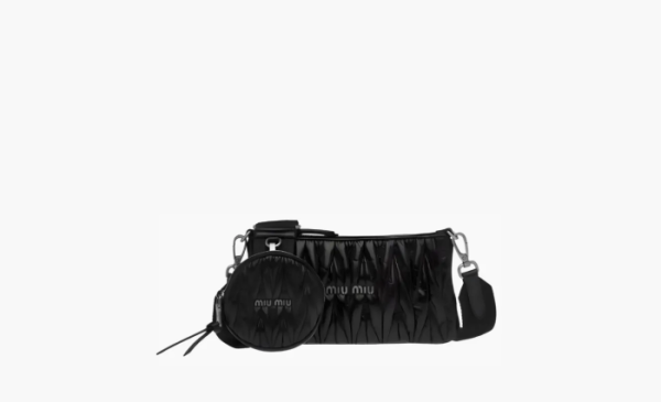 Miu Miu Dusty Matelassé Multi-Pochette Crossbody Black  Miu Miu Dusty Matelassé Multi-Pochette Crossbody Black