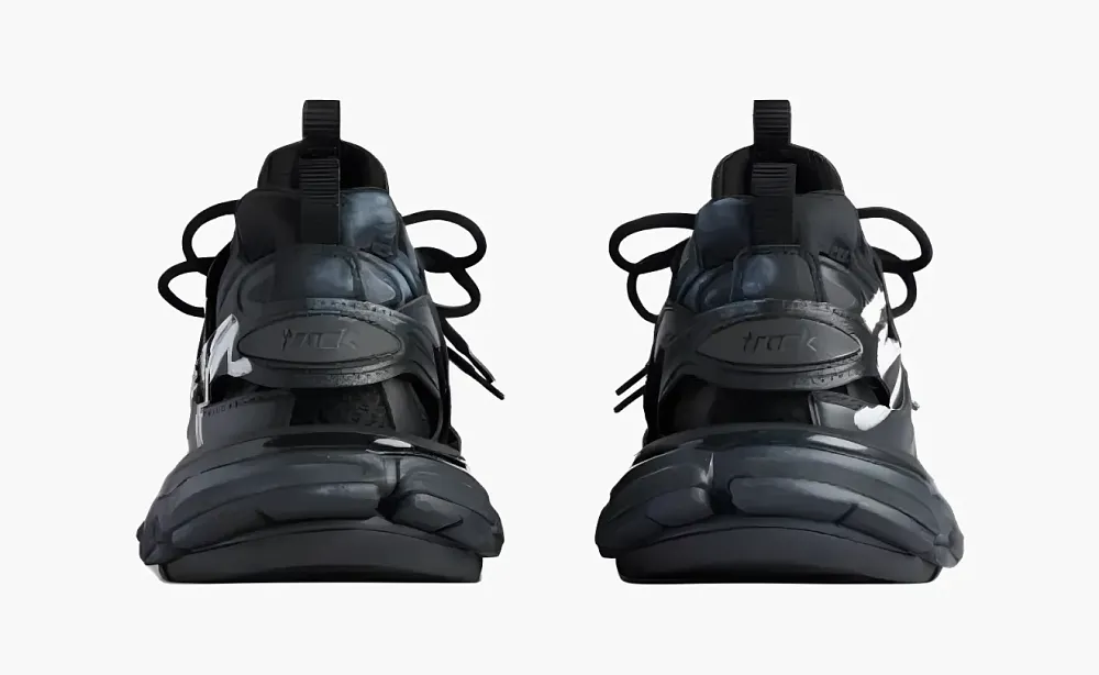 Balenciaga Track Signature Lace Up Sneakers Black