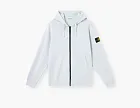 Stone Island Organic Cotton Fleece Hooded Sweatshirt with Drawstring Hood and Zip Sky Blue