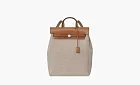 HERMES Herbag Zip Viking Canvas With Hunter Cow Leather Backpack Gray