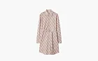 Burberry Check Belted Long-Sleeve Mini Shirtdress Pink