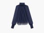 Saint Laurent Turtleneck Blouse Navy 