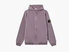 Stone Island Malfile Fleece Old Effect Hooded Sweatshirt Purple Grey