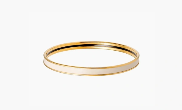 Hermès Enamel Bangles Unisex Cream White/Gold 