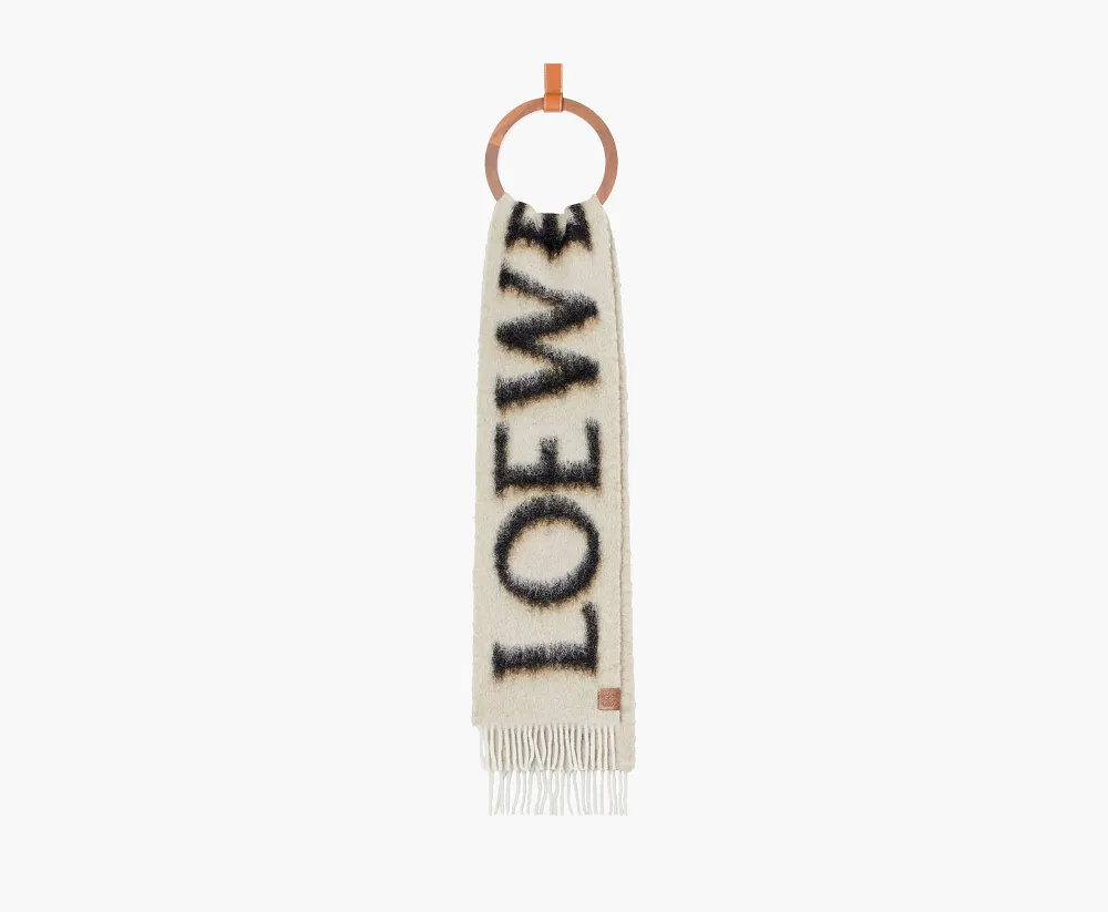 Loewe Scarf In Wool And Mohair Camel/Black