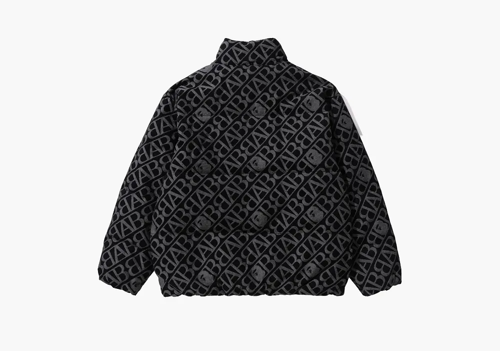 A Bathing Ape Denim Monogram Puffer Down Jacket Black