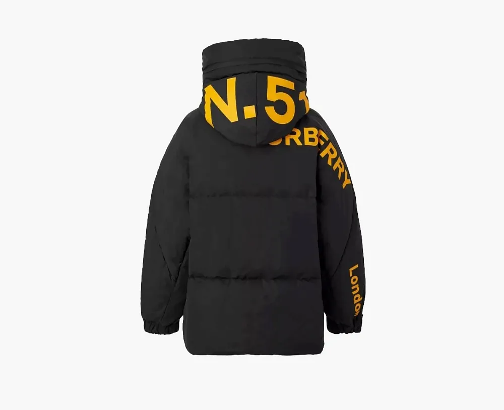 Burberry Horseferry Print Nylon Hooded Puffer Jacket Black/Yellow