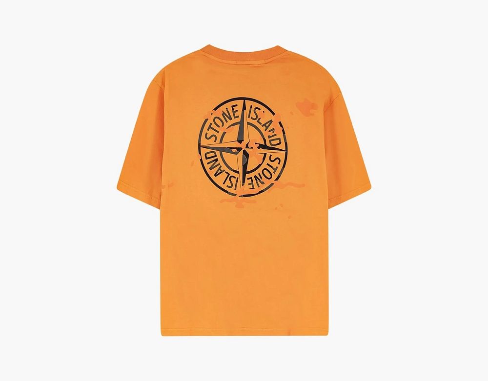 Stone Island Camo Compass Print T-Shirt Orange