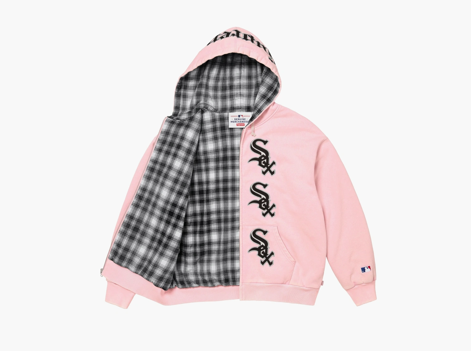 Supreme x Chicago White Sox Zip Up Hooded Sweatshirt Light Pink 