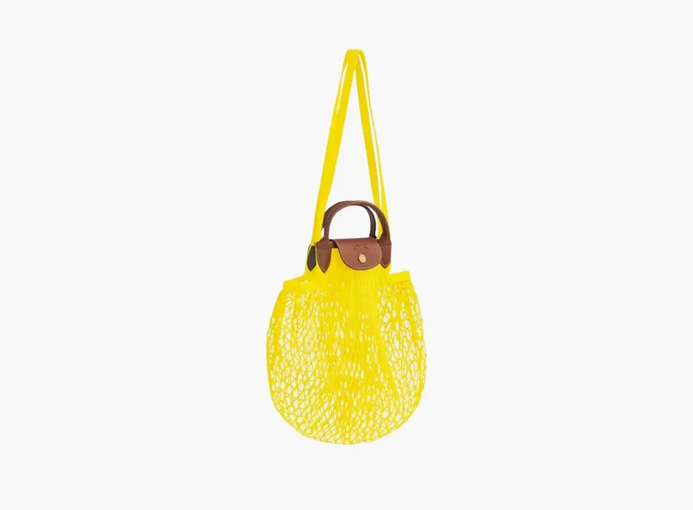 Longchamp Le Pliage Filet Top Handle Bag  Lemon