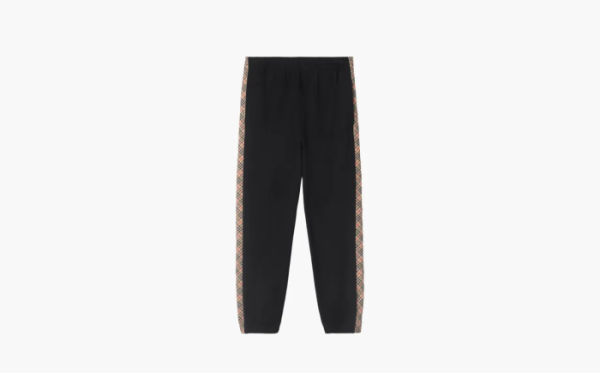 Burberry Check Trim Cotton Jogging Pants Black 