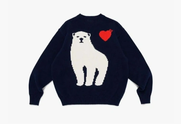 Human Made Polar Bear Crew Neck Knitted Jumper Navy 