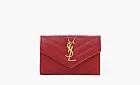 Saint Laurent Cassandre Grain De Poudre Envelope Wallet Small Rouge Opyum