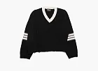 Enfants Riches Déprimés Asymmetrical Varsity V-Neck Sweater Black/Ivory
