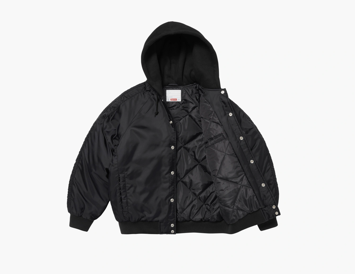 Supreme Hooded Stadium Jacket Black  Supreme Hooded Stadium Jacket Black
