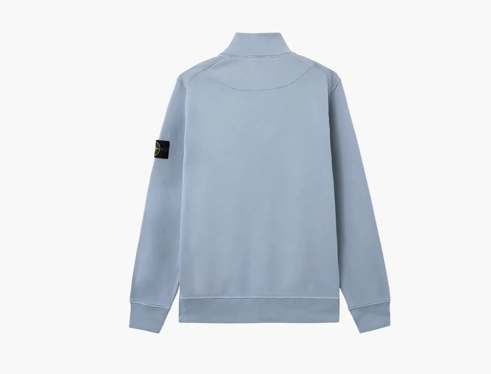 Stone Island Organic Cotton Fleece Half-Zip Sweatshirt Blue