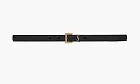 Saint Laurent Cassandre Thin Leather Belt With Square Buckle Black