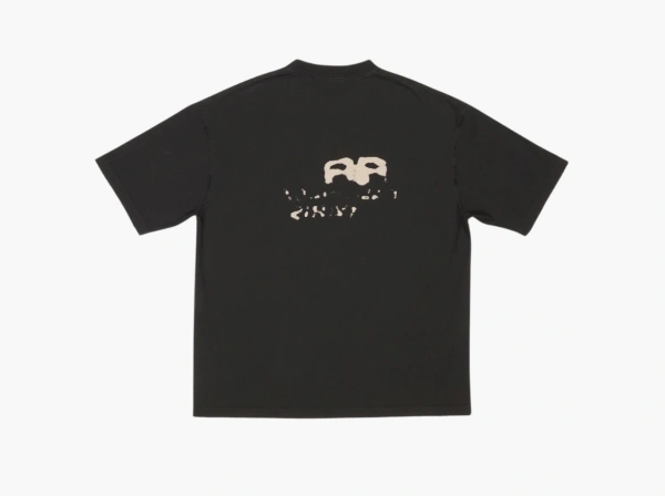 Balenciaga Hand Drawn BB Icon Medium Fit Vintage T-Shirt Black 