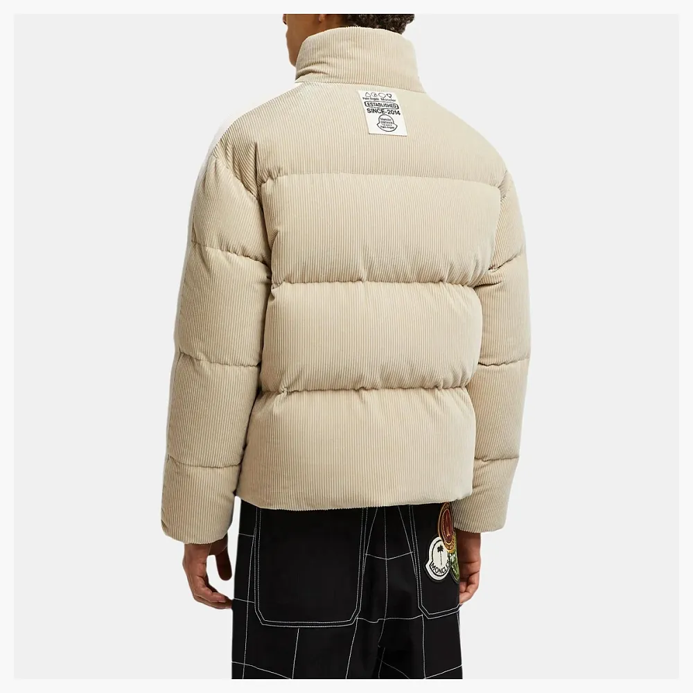 Moncler x Palm Angels Abrolhos Corduroy Short Down Jacket Beige