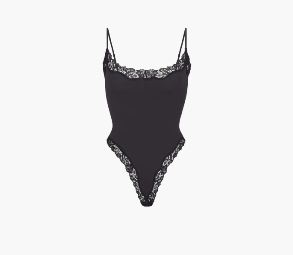 Skims Fits Everybody Lace Cami Bodysuit Onyx 