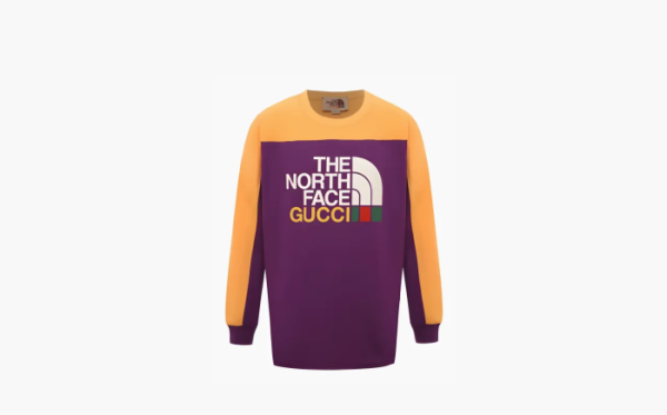 Gucci x The North Face Long Sleeve Cotton T-Shirt Purple Yellow 