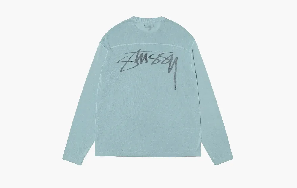 Stussy Lightweight Football Crew Light Blue
