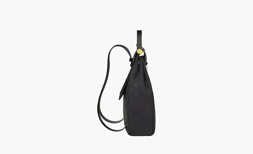 Hermes  Herbag Zip Canvas With Leather Handbag Backpack Black Gray