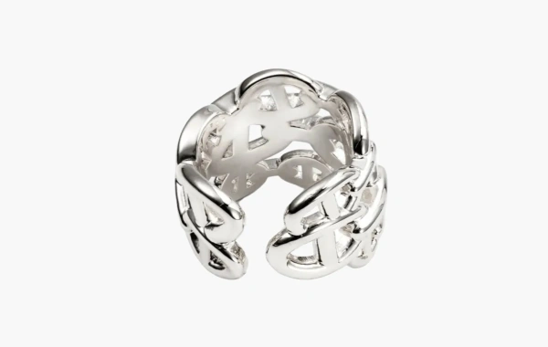 Hermes Large Chaine D'Ancre Enchainee Ring Sterling Silver 