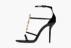 Saint Laurent Cassandra Sandals In Patent Leather Noir