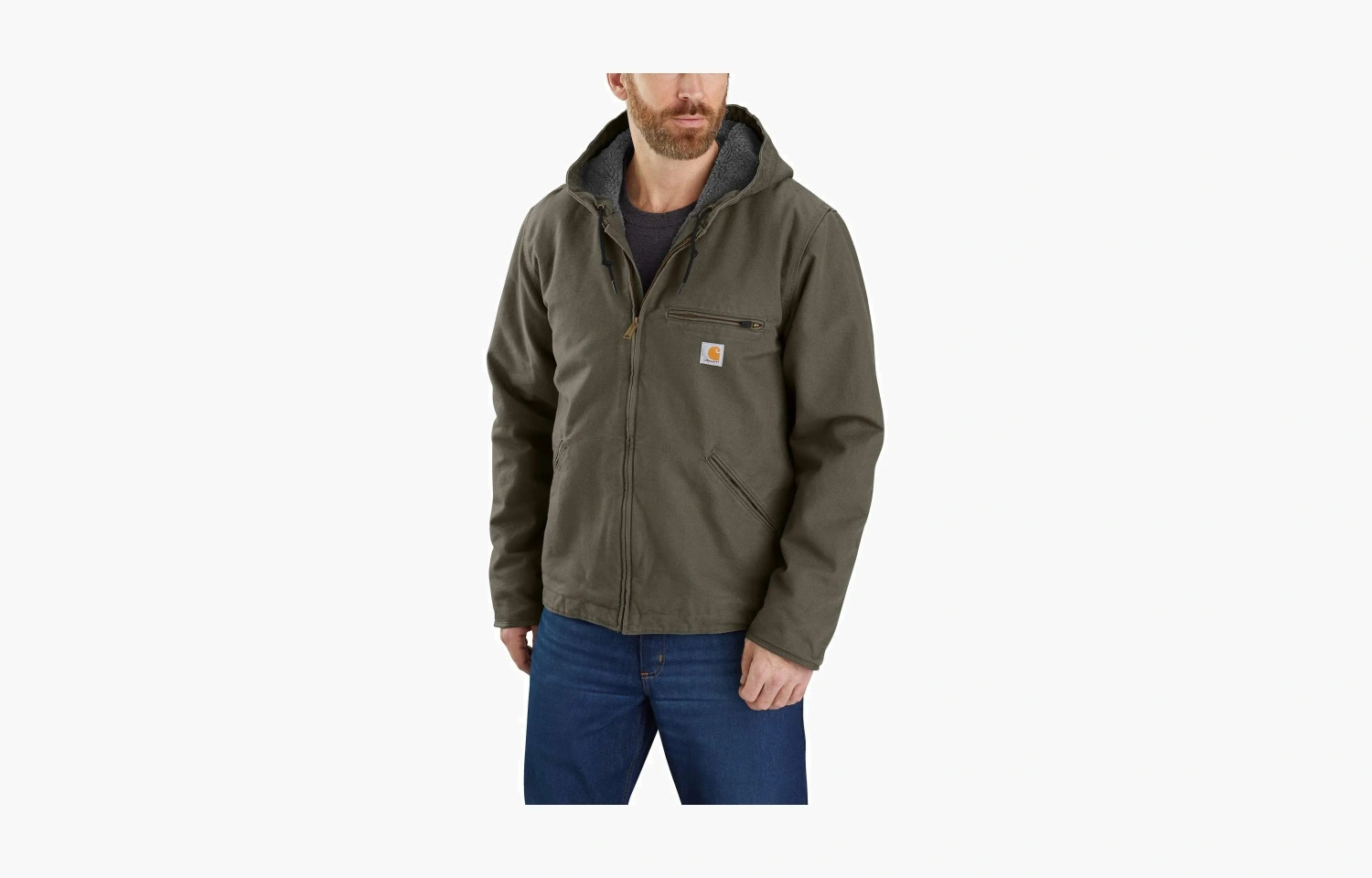 Carhartt 104392-J141 OJ4392 Washed Duck Sherpa-lined Jacket Sierra Jacket Logo-3 RELAXED FIT 