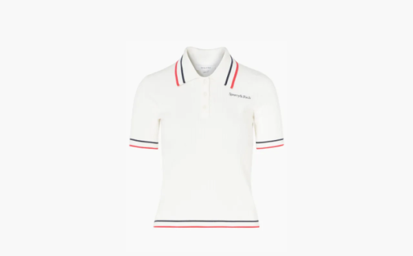 Sporty & Rich PoloWhite in white jersey with embroidered logo White 