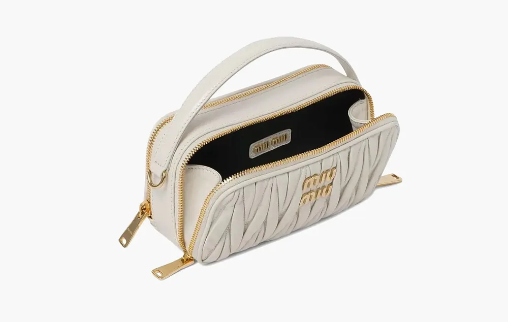 Miu Miu Matelassé Bandoliera Handbag White