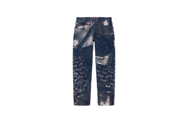 Supreme Archive Denim Jacquard Regular Jean Blue 