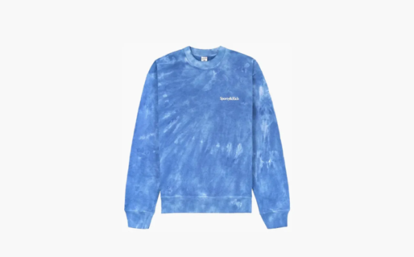 Sporty & Rich Serif Logo Embroidered Tie Dye Crewneck Hydrangea/White 