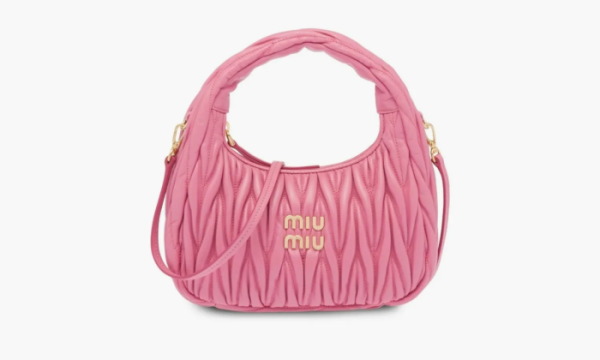 Miu Miu Wander Matelasse Nappa Leather Hobo Bag Pink 