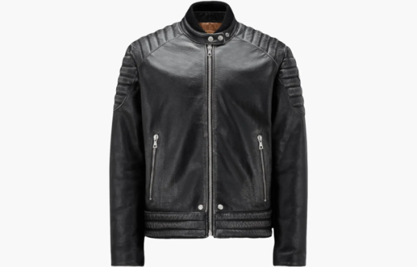 Moncler Vicsek Leather Down Jacket Black In Noir 