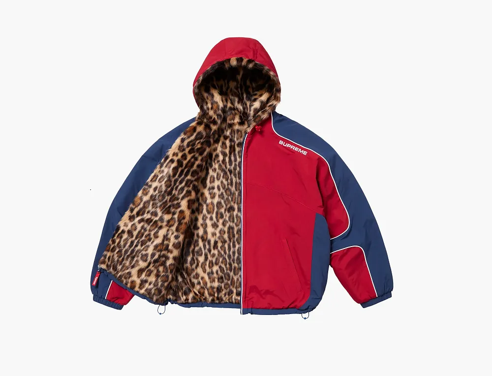 Supreme Faux Fur Reversible Hooded Track Jacket  Red