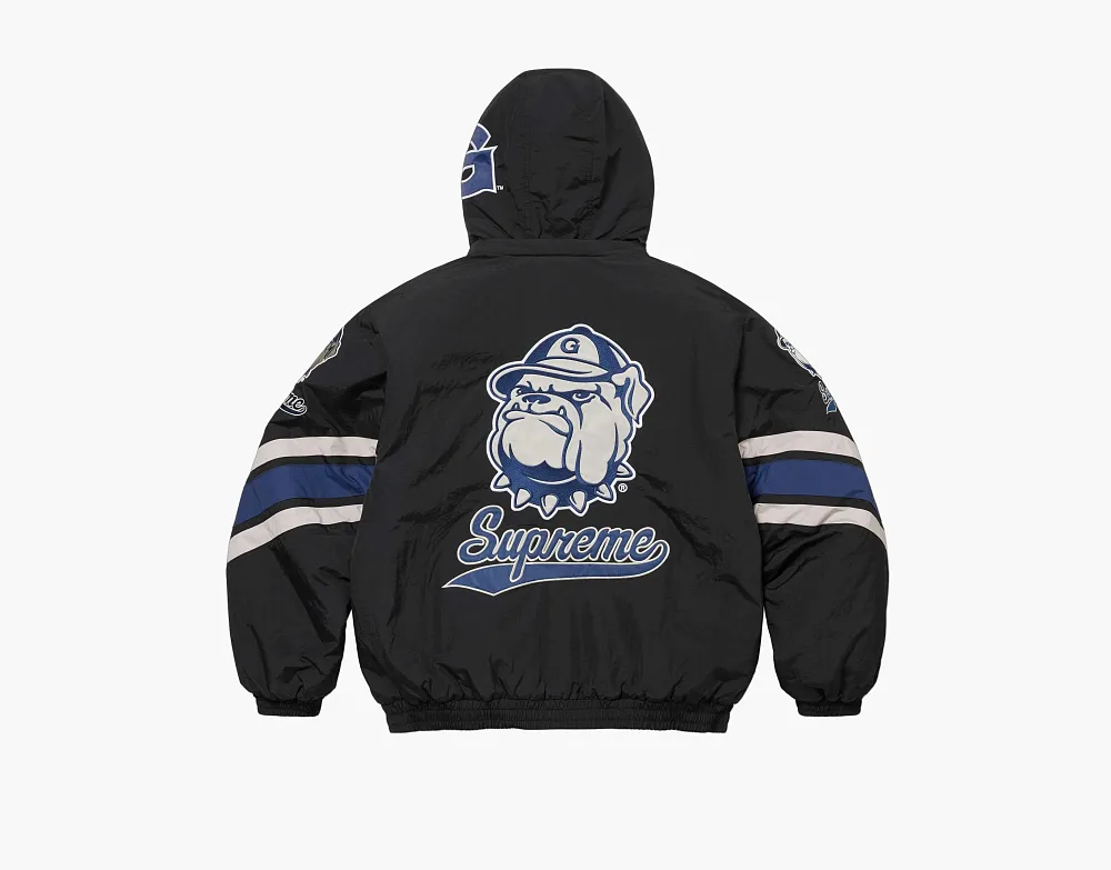 Supreme x Mitchell & Ness NCAA Hooded Stadium Jacket Black