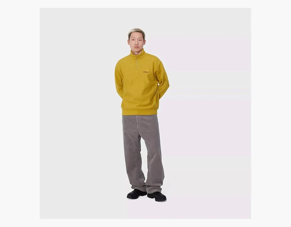 Carhartt WIP Half Zip American Script Sweatshirt Olive