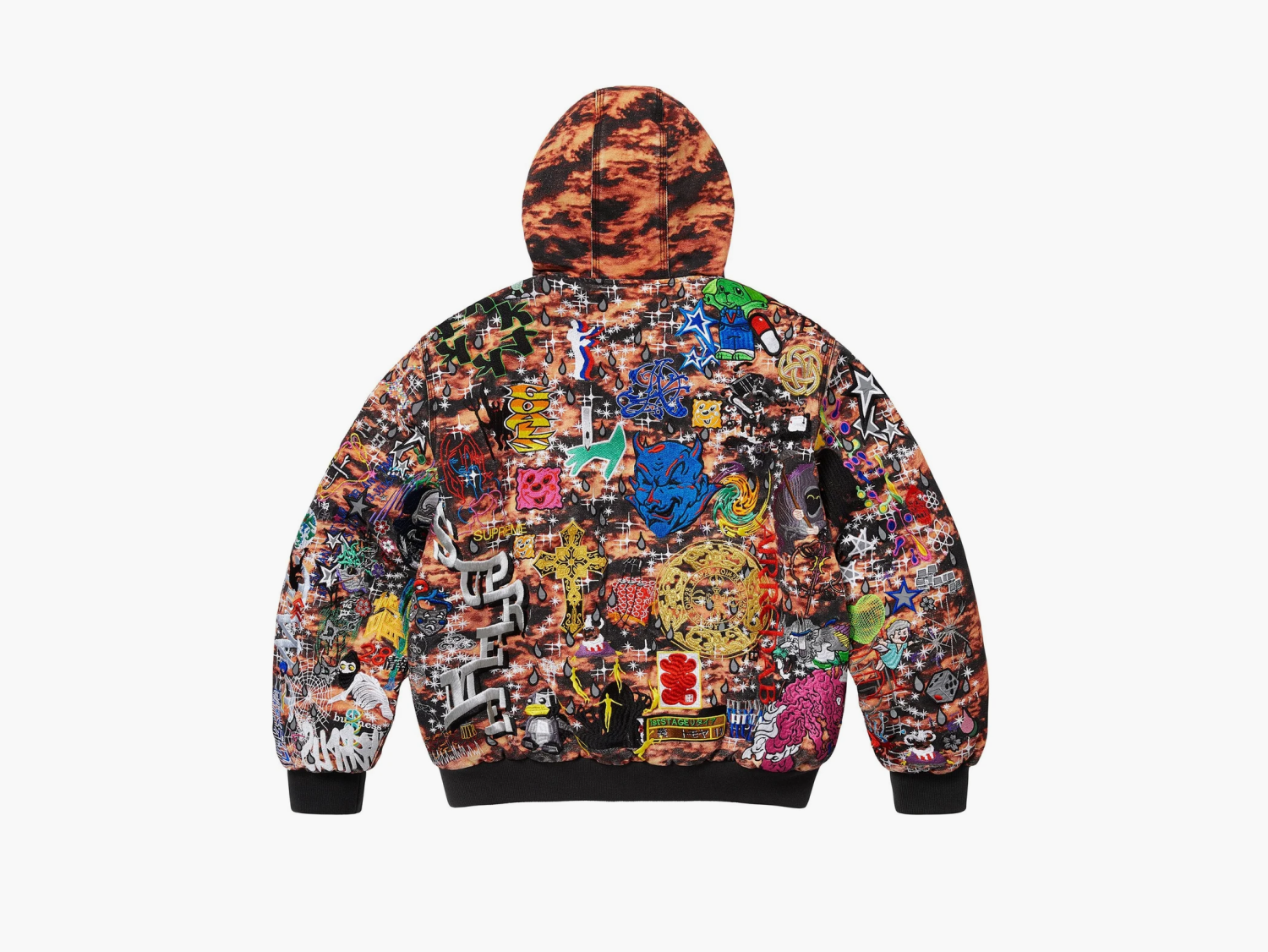 Supreme AOI Embroidered Hooded Work Jacket "Flames" 
