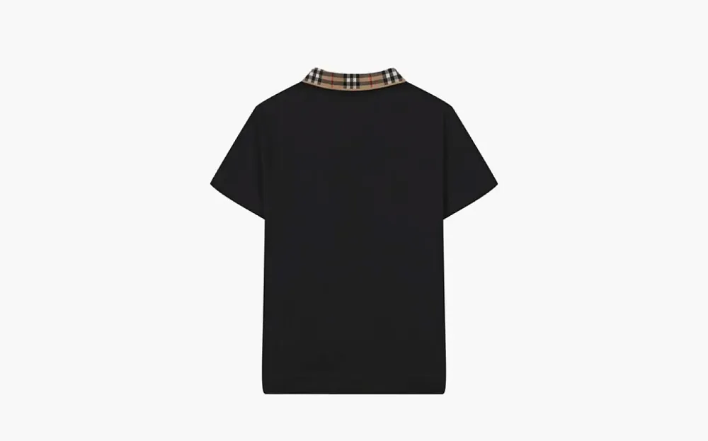 Burberry Check Trim Cotton T-shirt Black Collar Trim