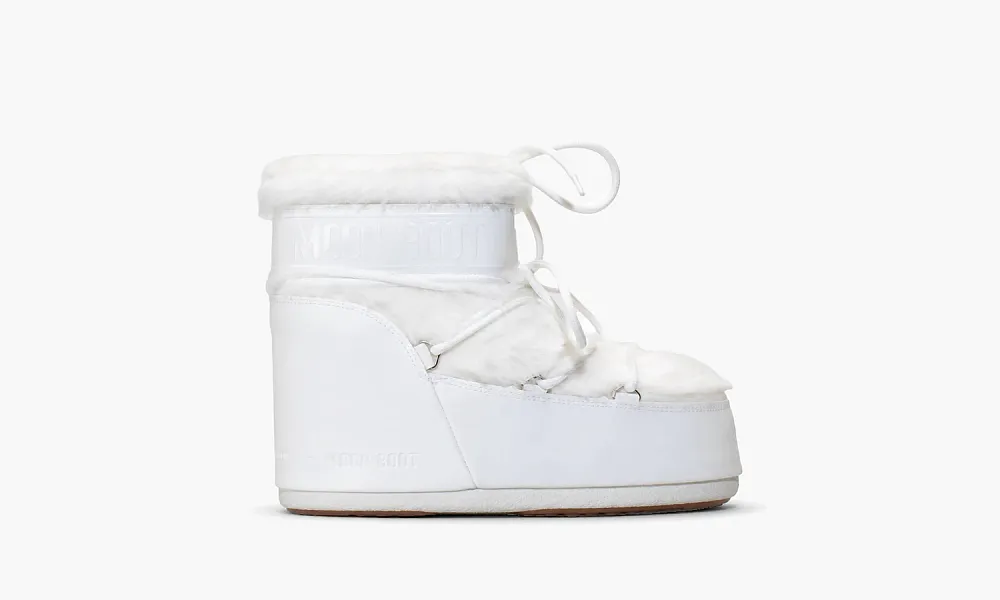 Moon Boot Icon Low Faux Fur White