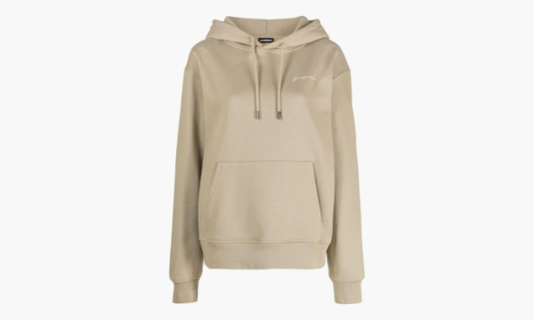 Jacquemus Le Sweatshirt Brode Embroidered Logo Hoodie Dark Beige 