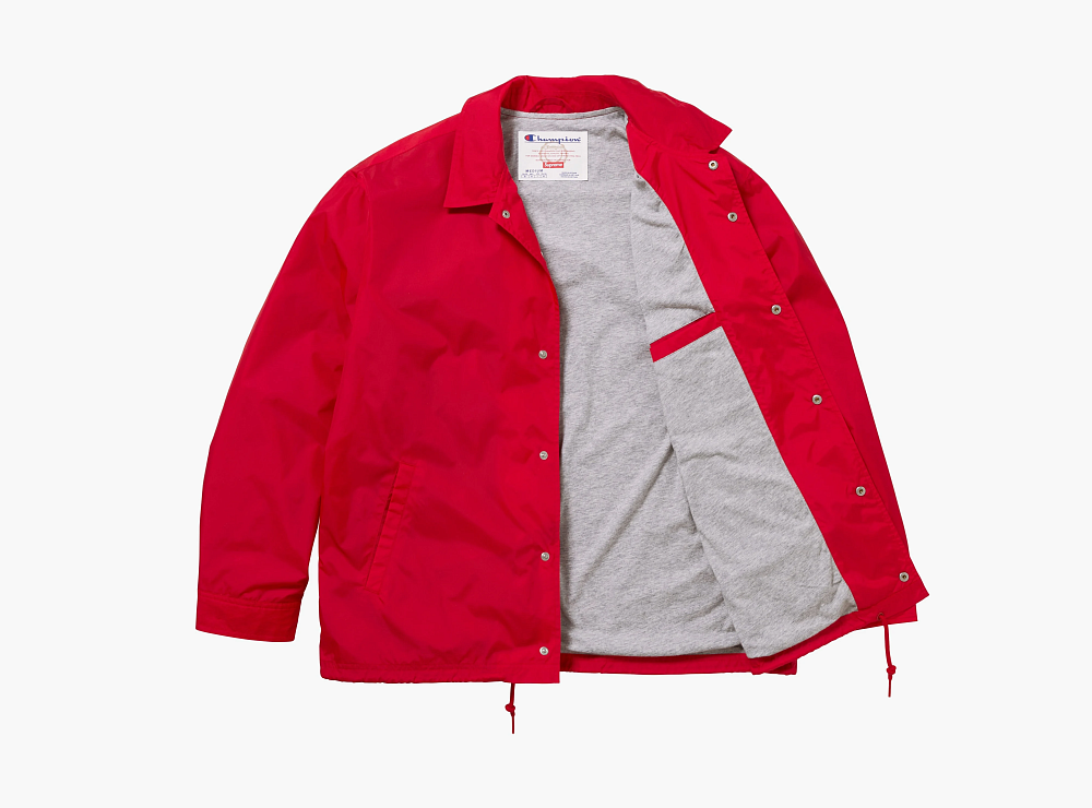 Supreme x Champion Coaches Jacket Red