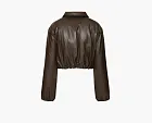 Alo Yoga Faux Leather Cropped Premier Bomber Espresso